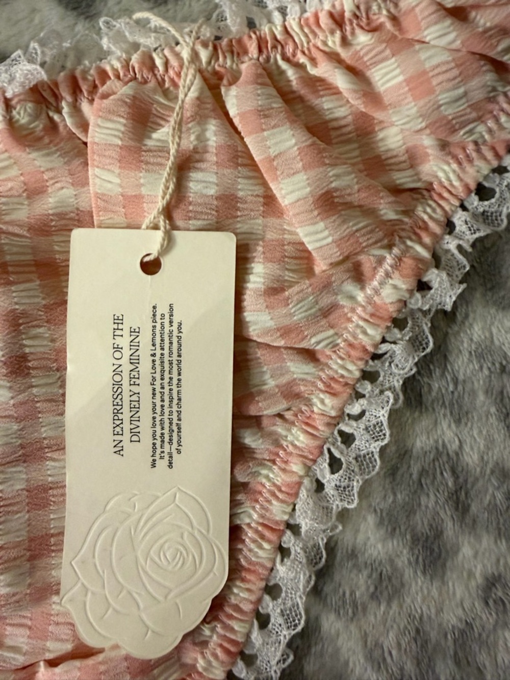 For Love & Lemons Petal Pink Gingham Cheeky Panty XS NWT - Picture 11 of 13